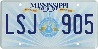 MS license plate LSJ905