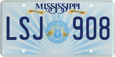 MS license plate LSJ908