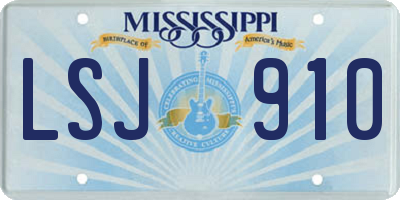 MS license plate LSJ910