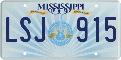 MS license plate LSJ915