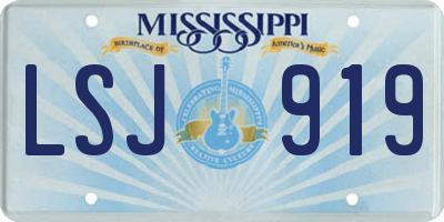 MS license plate LSJ919