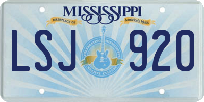 MS license plate LSJ920