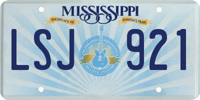 MS license plate LSJ921