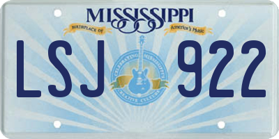 MS license plate LSJ922