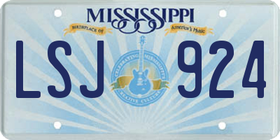 MS license plate LSJ924