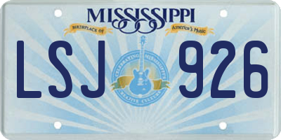 MS license plate LSJ926