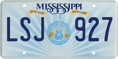 MS license plate LSJ927
