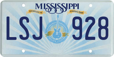 MS license plate LSJ928