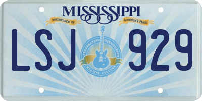 MS license plate LSJ929