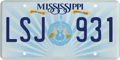 MS license plate LSJ931