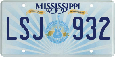 MS license plate LSJ932