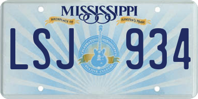 MS license plate LSJ934