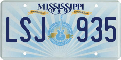 MS license plate LSJ935