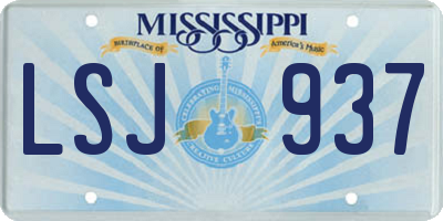 MS license plate LSJ937