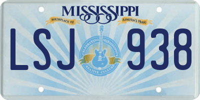 MS license plate LSJ938