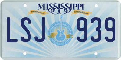 MS license plate LSJ939