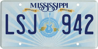 MS license plate LSJ942