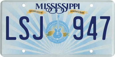 MS license plate LSJ947