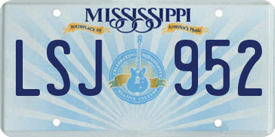 MS license plate LSJ952