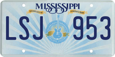 MS license plate LSJ953