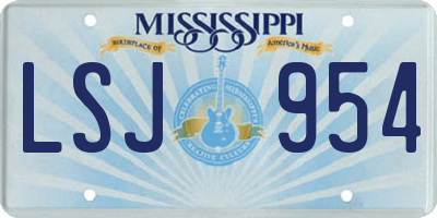 MS license plate LSJ954