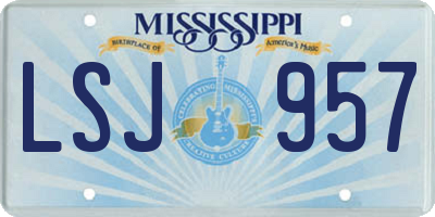 MS license plate LSJ957