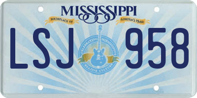 MS license plate LSJ958
