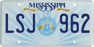 MS license plate LSJ962