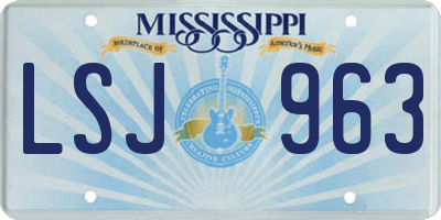 MS license plate LSJ963