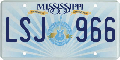 MS license plate LSJ966