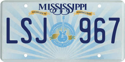 MS license plate LSJ967