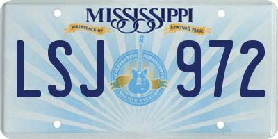 MS license plate LSJ972