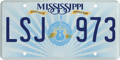 MS license plate LSJ973