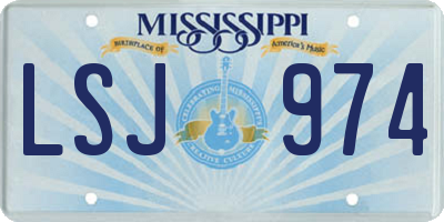 MS license plate LSJ974