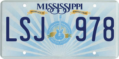MS license plate LSJ978