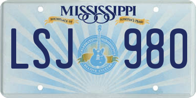 MS license plate LSJ980