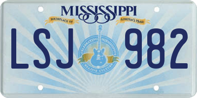 MS license plate LSJ982