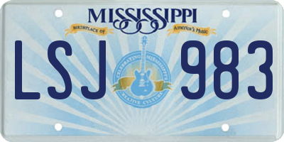 MS license plate LSJ983
