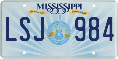 MS license plate LSJ984