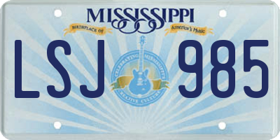 MS license plate LSJ985