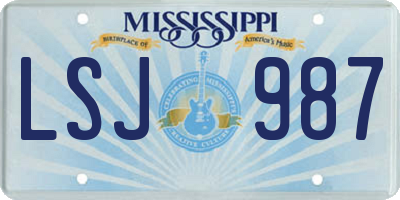 MS license plate LSJ987