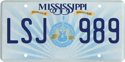 MS license plate LSJ989