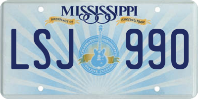 MS license plate LSJ990