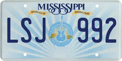 MS license plate LSJ992