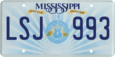 MS license plate LSJ993