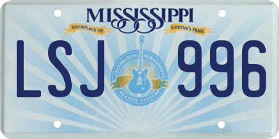 MS license plate LSJ996
