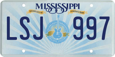MS license plate LSJ997