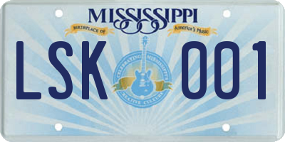 MS license plate LSK001
