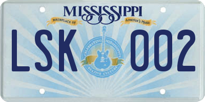 MS license plate LSK002