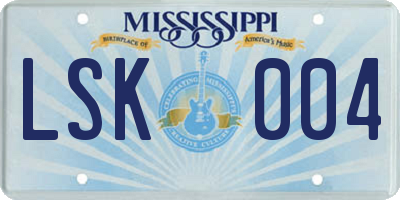 MS license plate LSK004